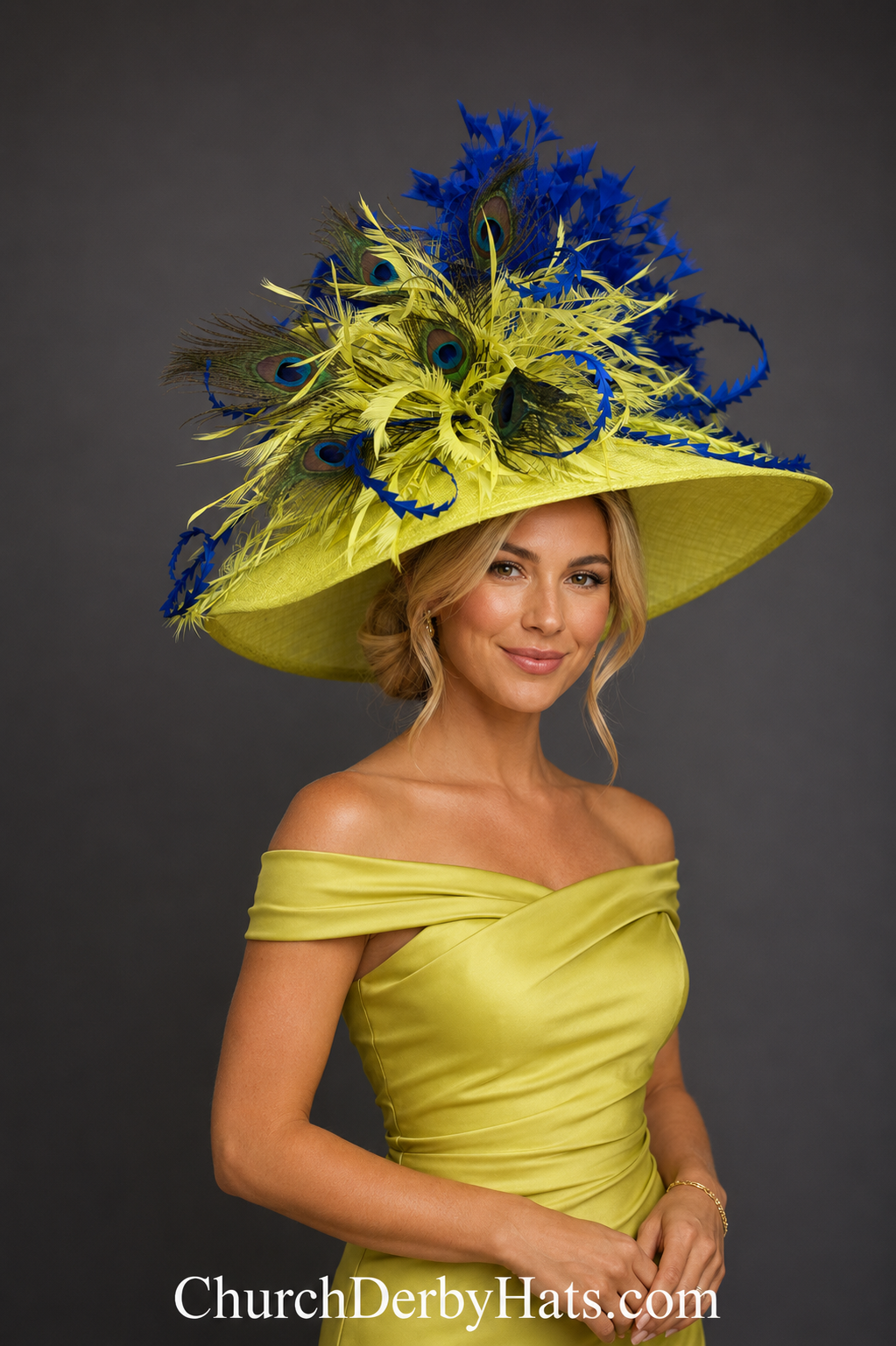 Coquette Lime Royal Blue - Church Derby Hat