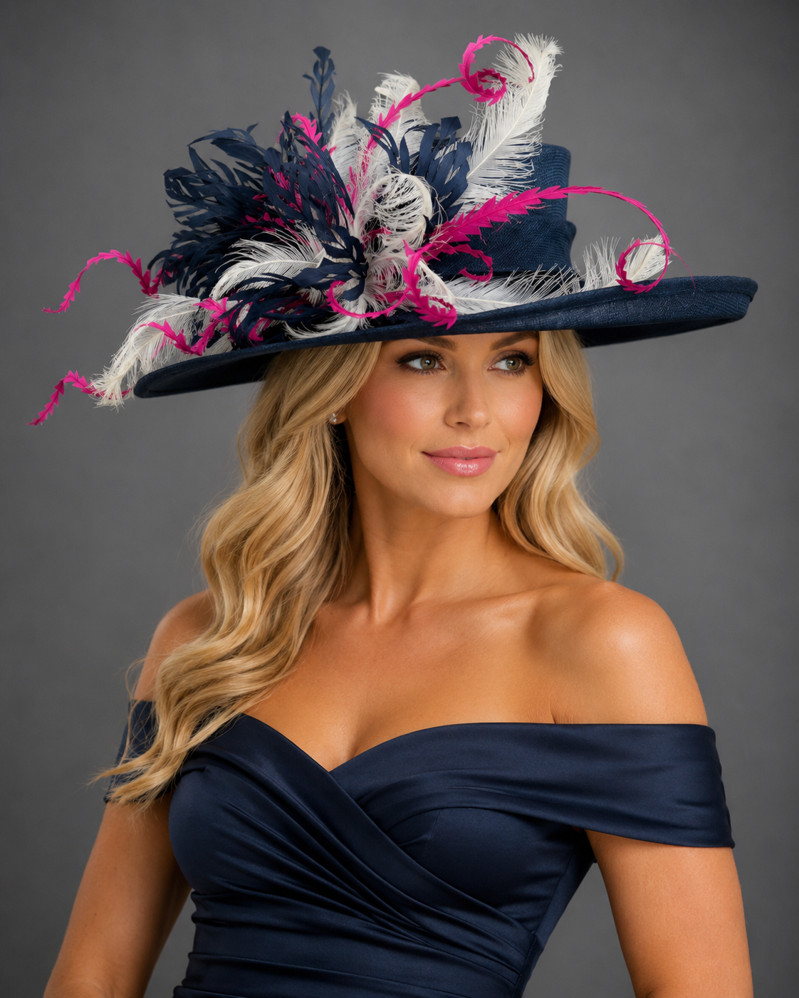 Navinia Navy Blue Sinamay - Church Derby Hat