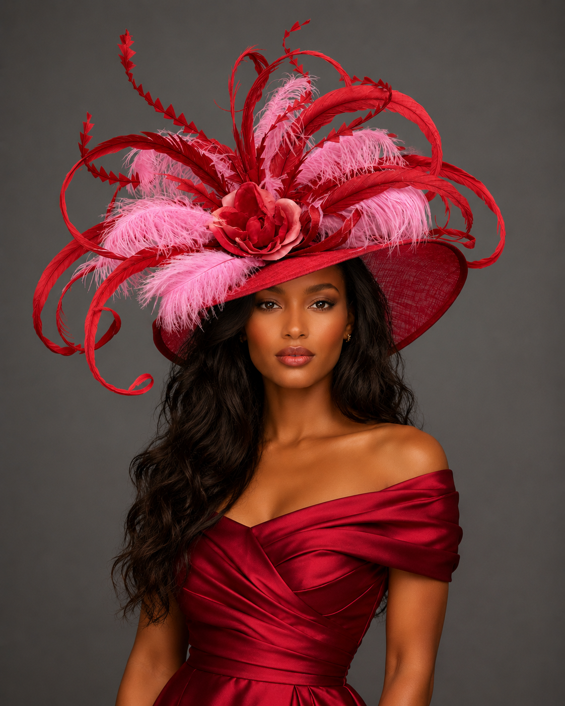 Tina Red Pink - Kentucky Derby Hat