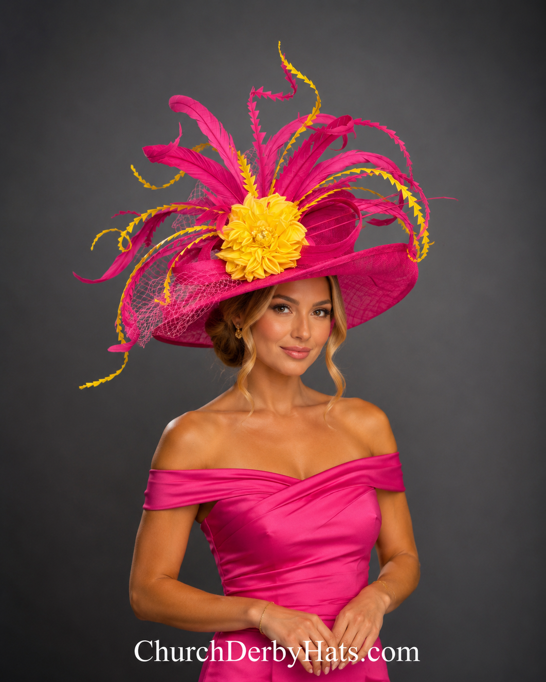 Florna Fuchsia Yellow - Church Derby Hat