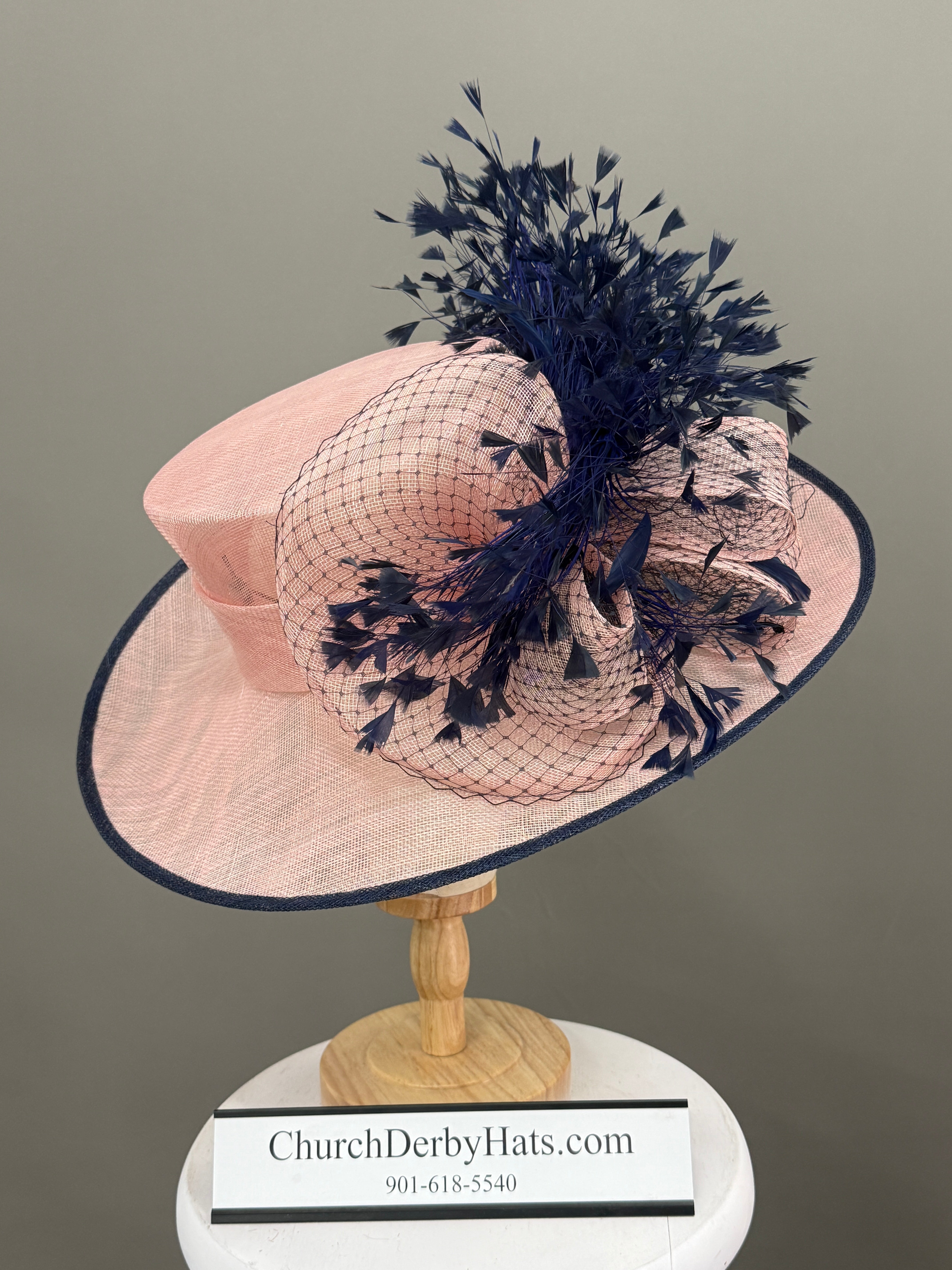 Luxury Blush Navy - Kentucky Derby Hat