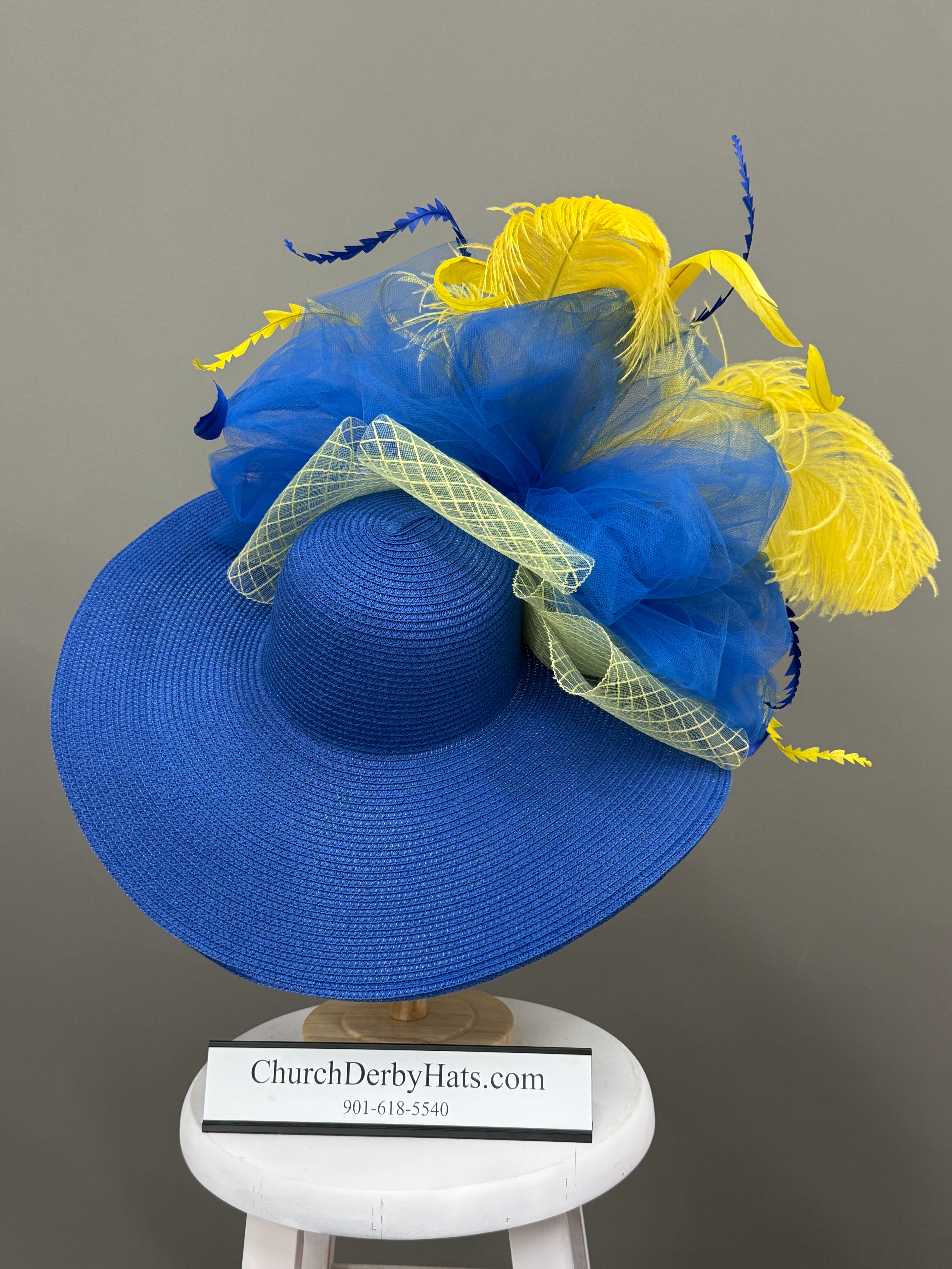 Michelle Blue Yellow - Kentucky Derby Hats