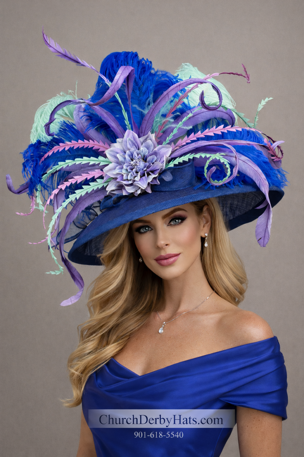 Royal Blue Ascot - Kentucky Derby Hat