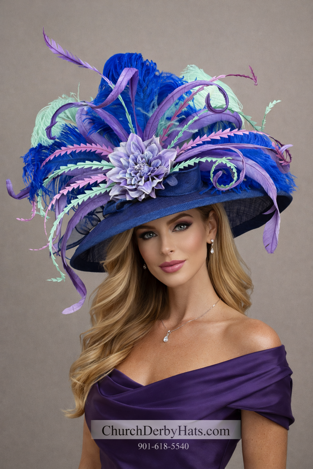 Royal Blue Ascot - Kentucky Derby Hat