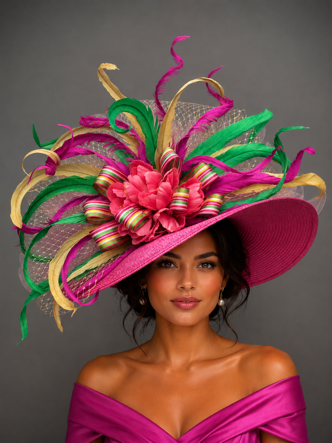 Gail - Pink Colorful Kentucky Derby Hat - Church Hat