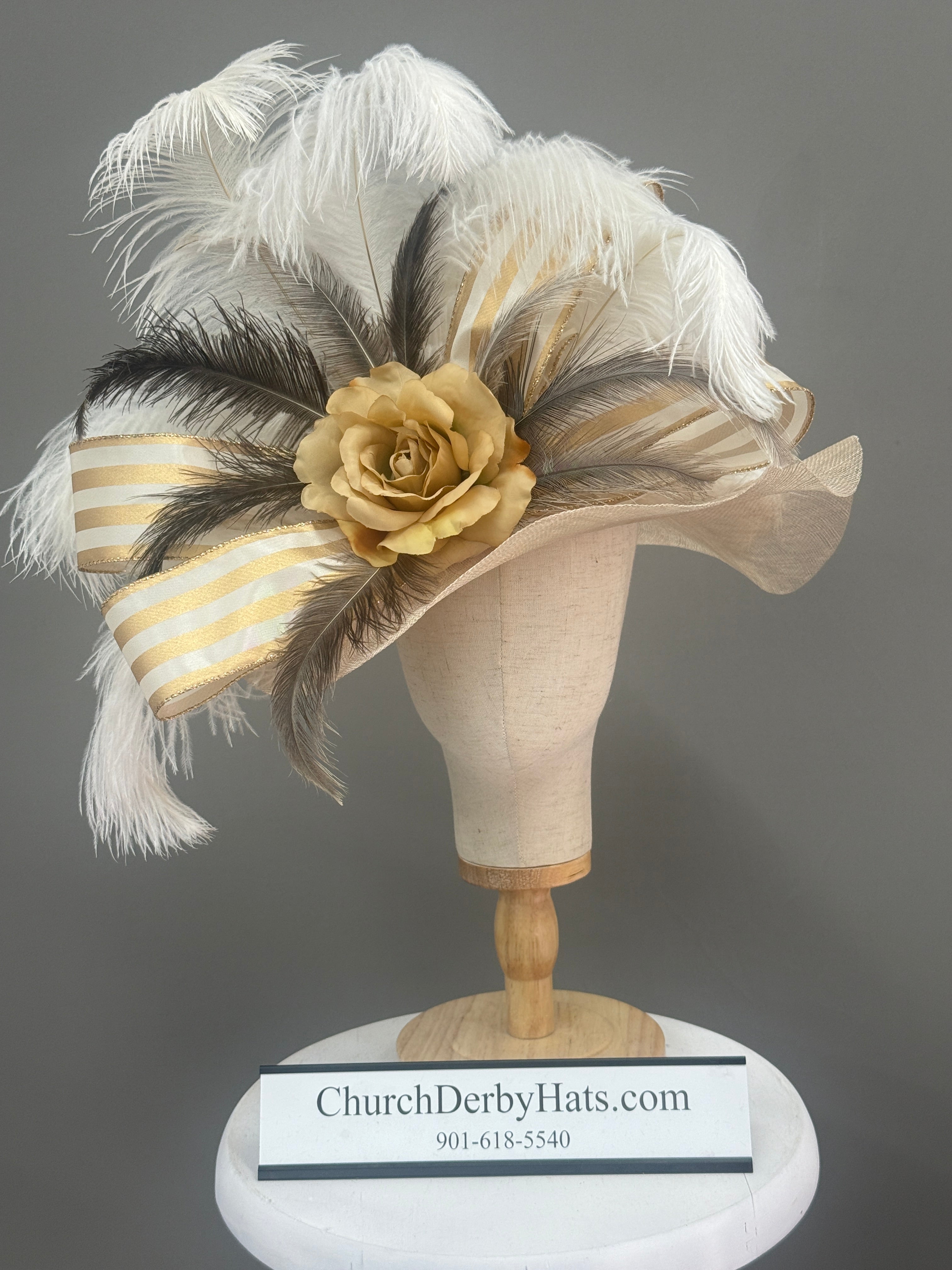 Christine Gold Ivory - Kentucky Derby Hat