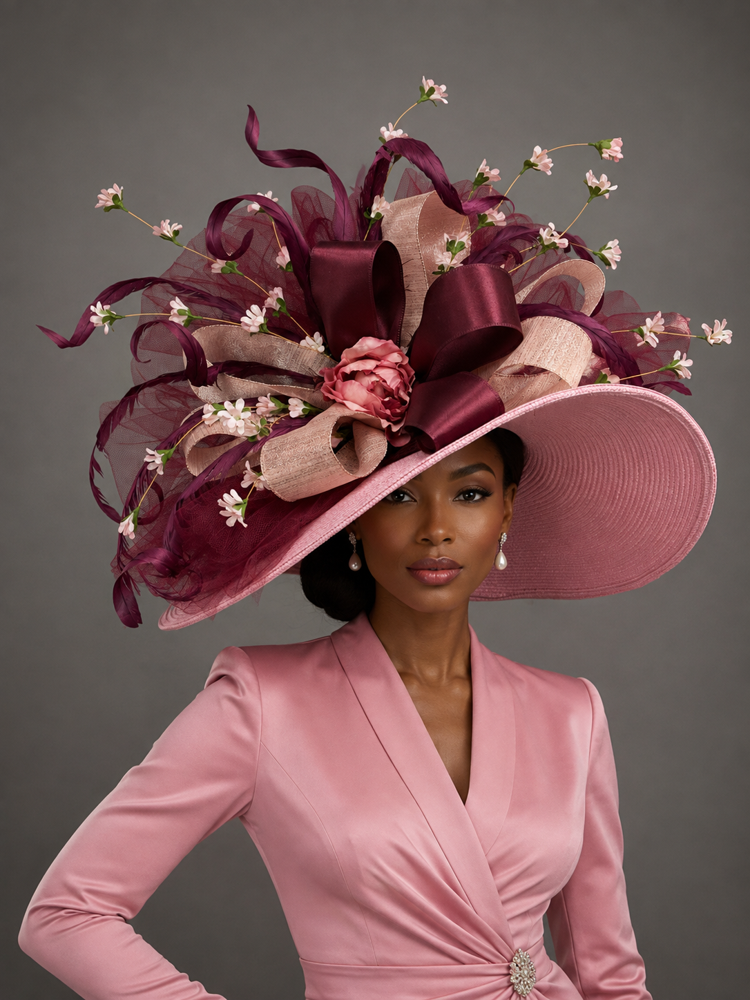 Lara Pink Wine - Kentucky Derby Hat