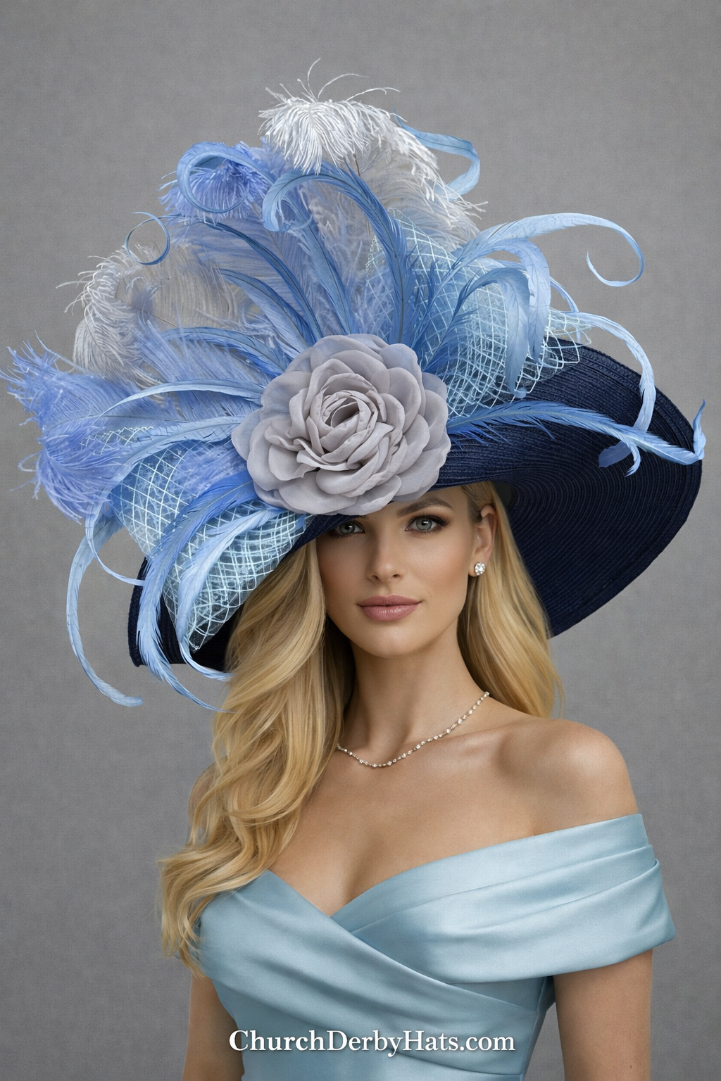 Powder Blue Navy - Kentucky Derby Hat