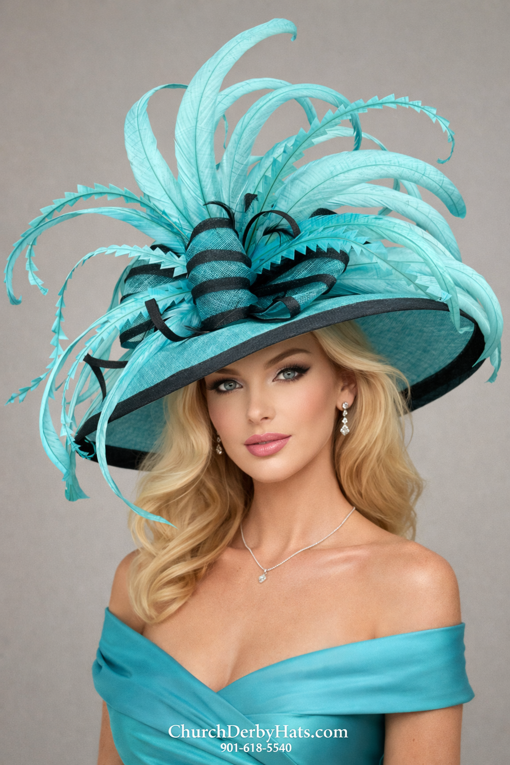 Jewel Turquoise - Kentucky Derby Hat