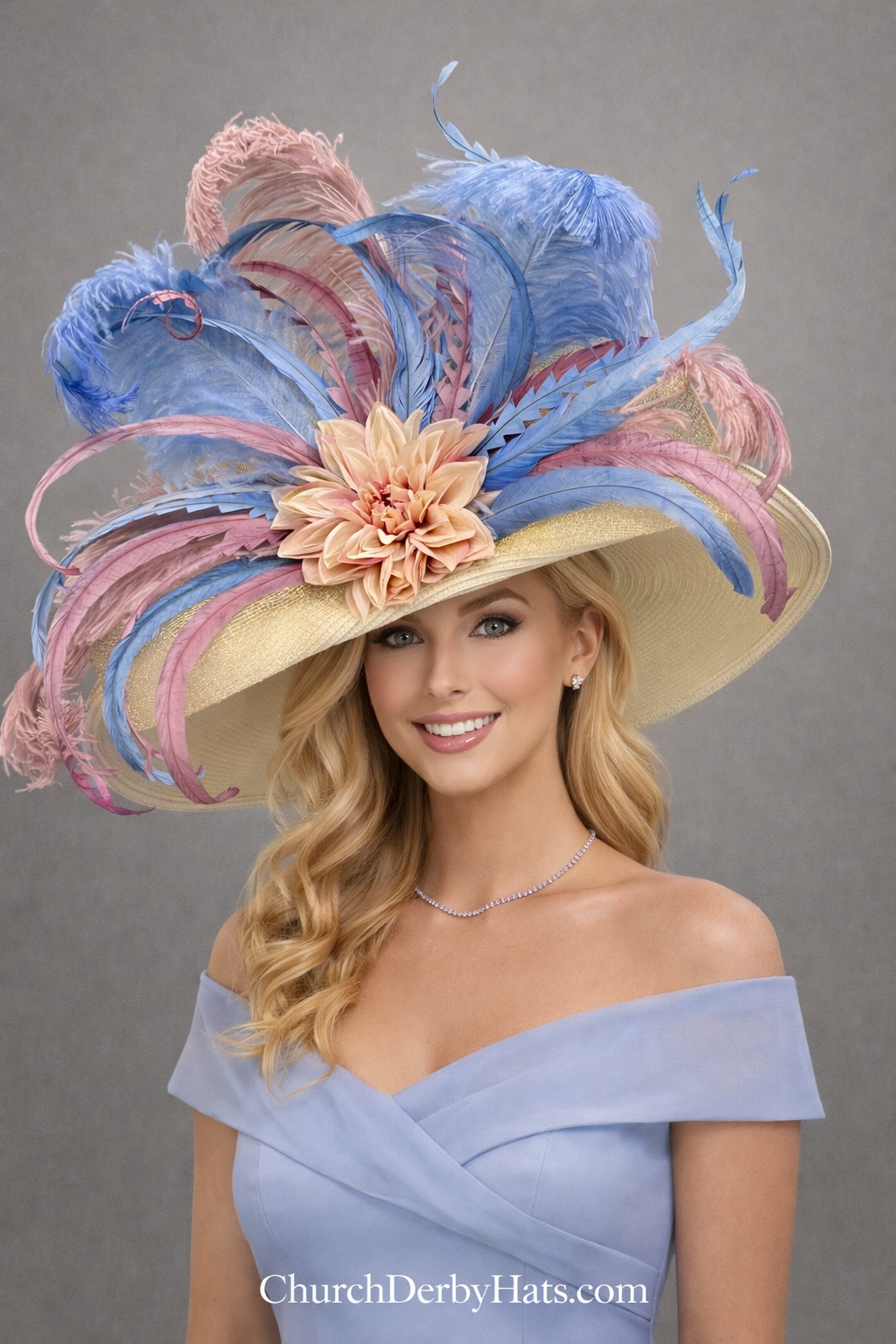 Irene Blue Blush - Kentucky Derby Hat