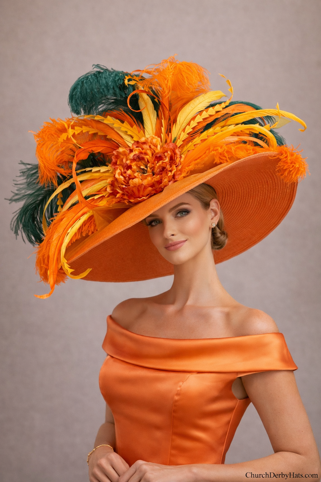 Heather Orange Green - Kentucky Derby Hat