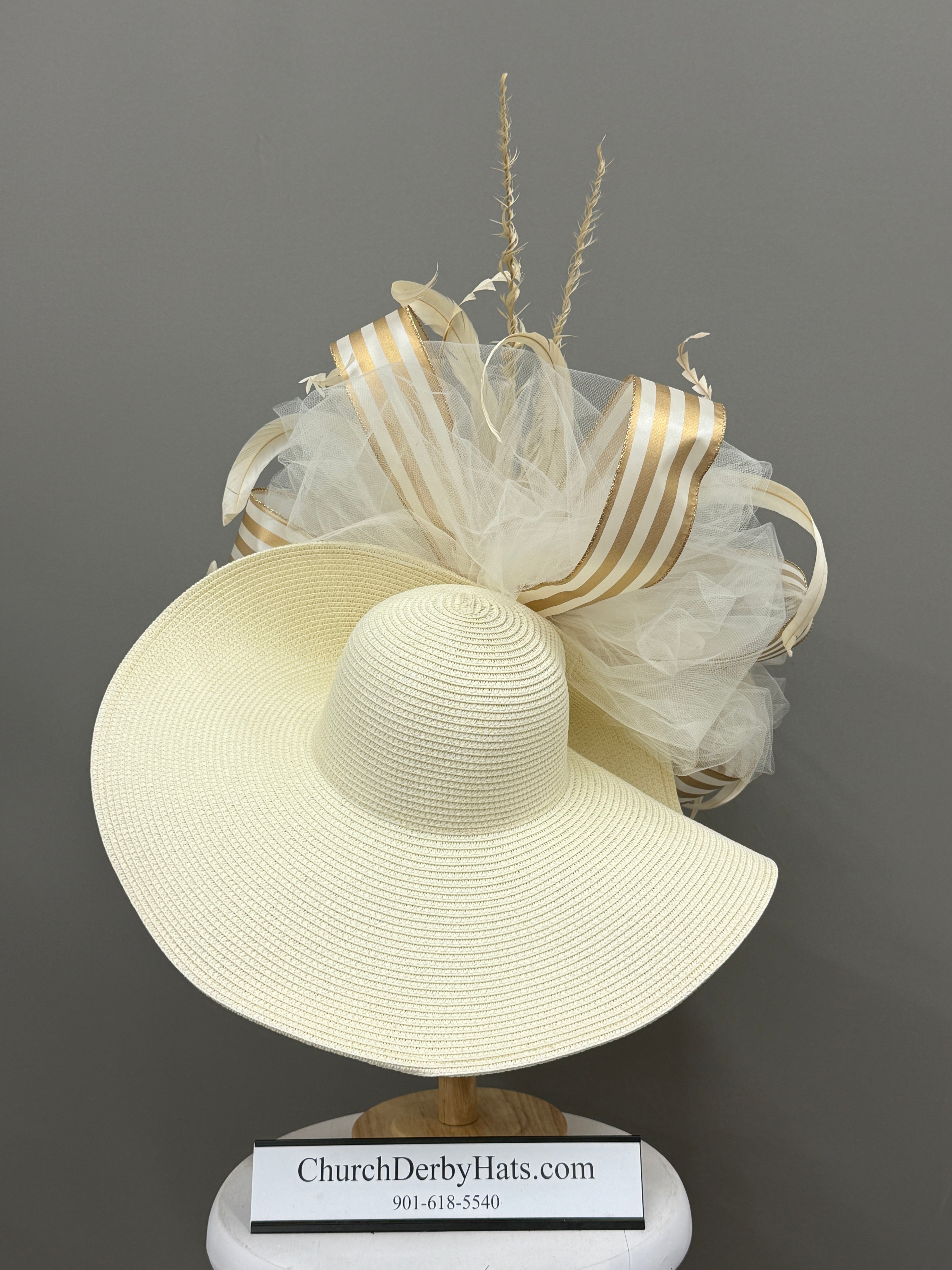Gold Ivory Pristine - Kentucky Derby Hat