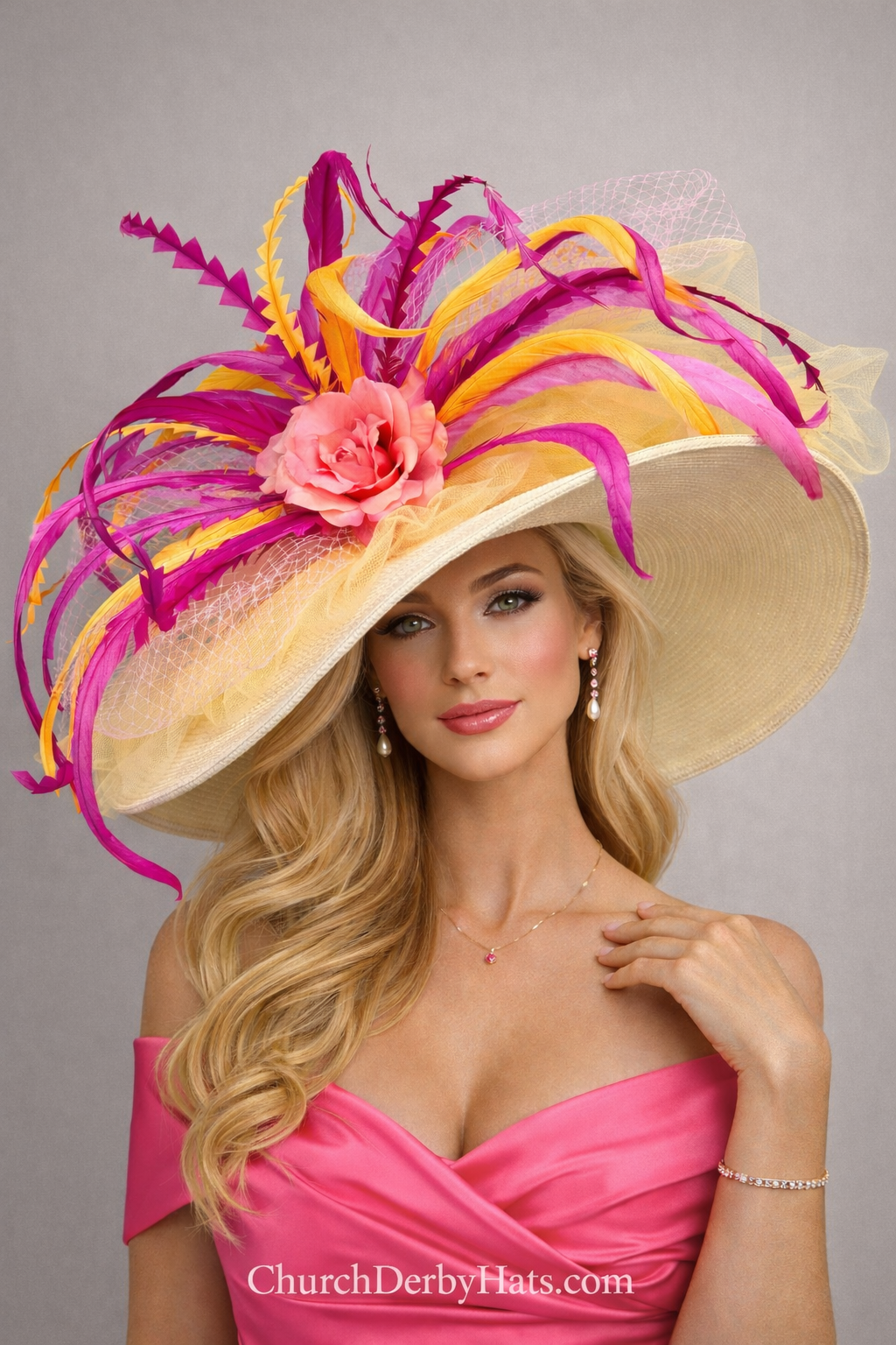 Lidia Pink Ivory - Kentucky Derby Hat