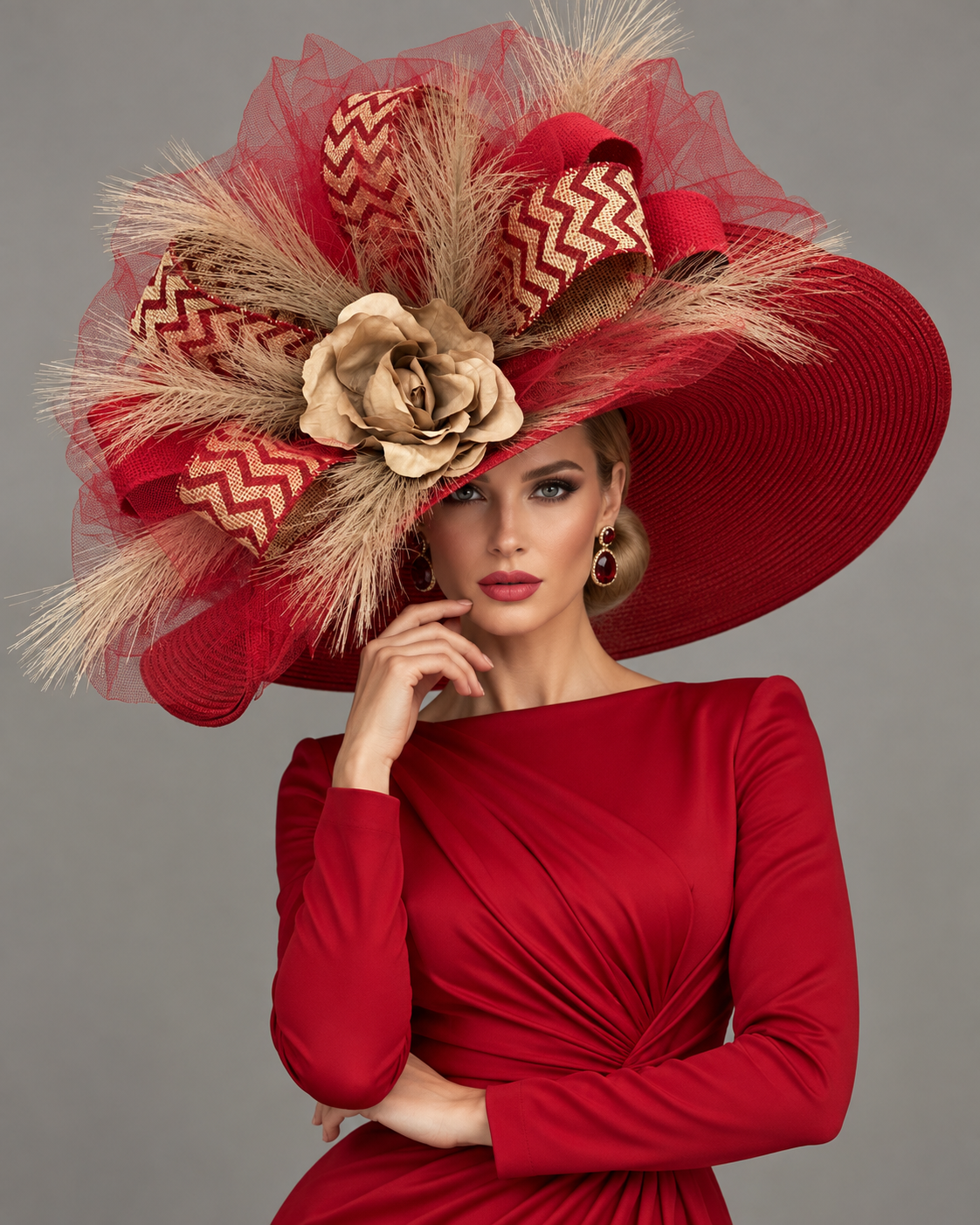 Heron - Red Kentucky Derby Hat
