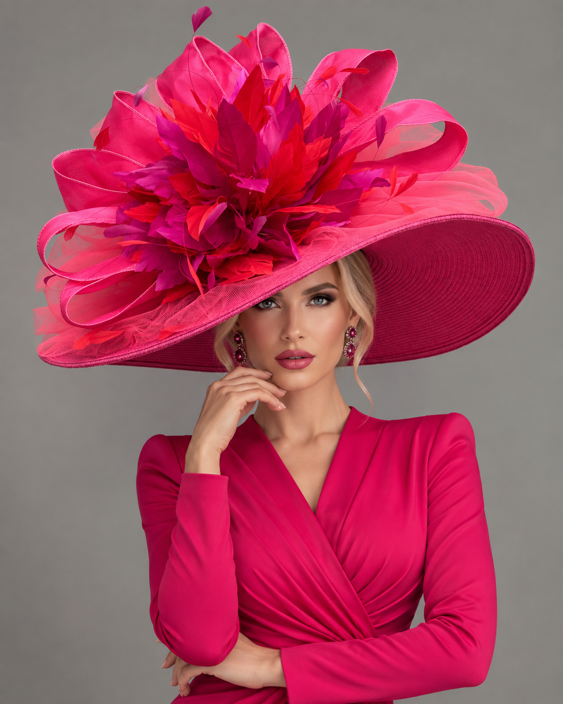 Melody Red Fuchsia - Kentucky Derby Hat