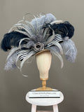 Navy Silver Fascinator