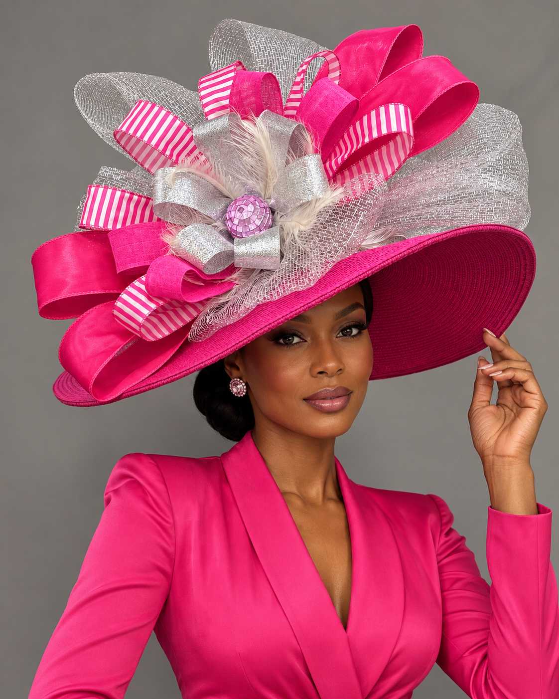 Serine Pink Silver - Kentucky Derby Hat