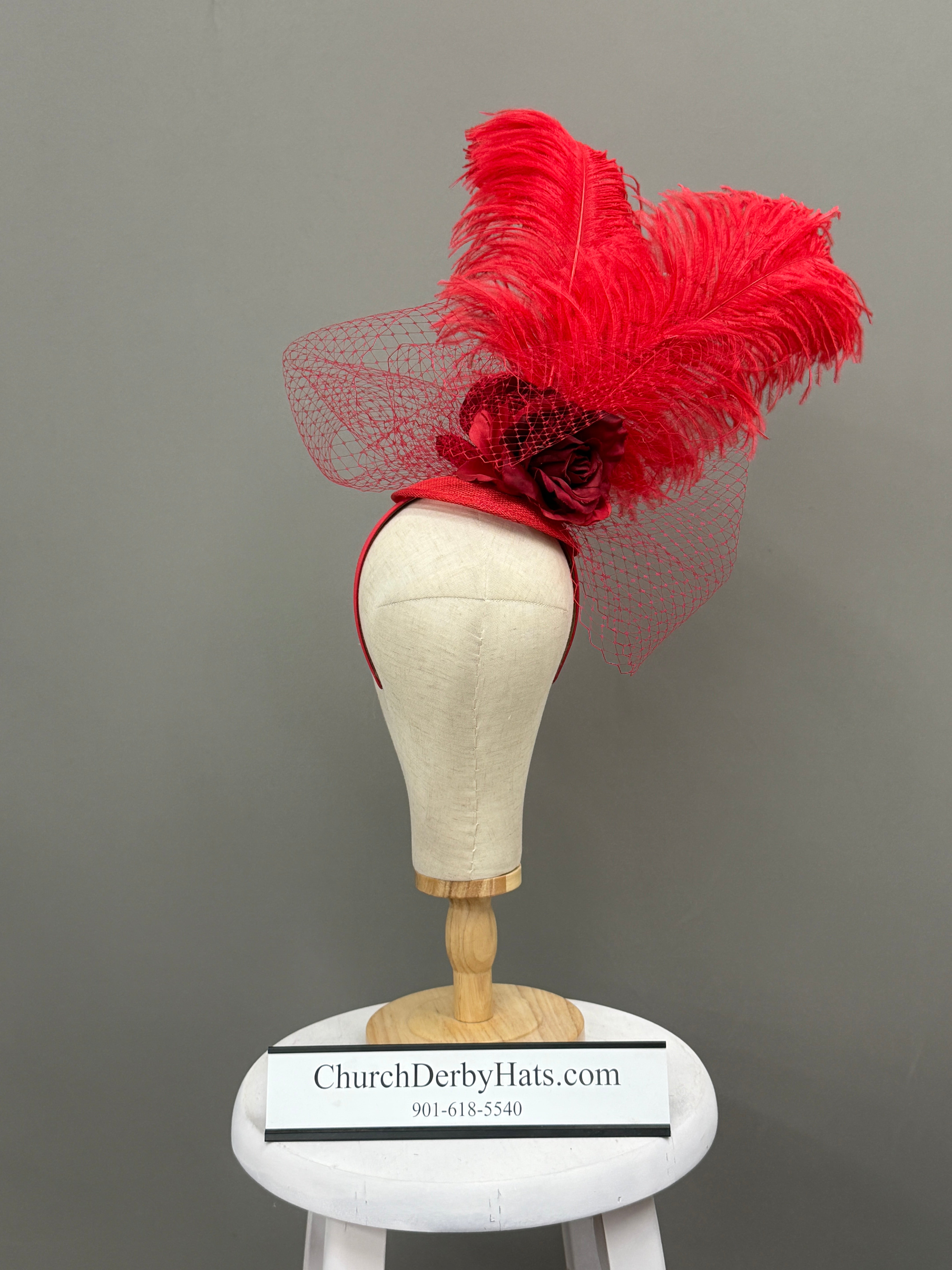 Red Peony Rose - Kentucky Derby Hat