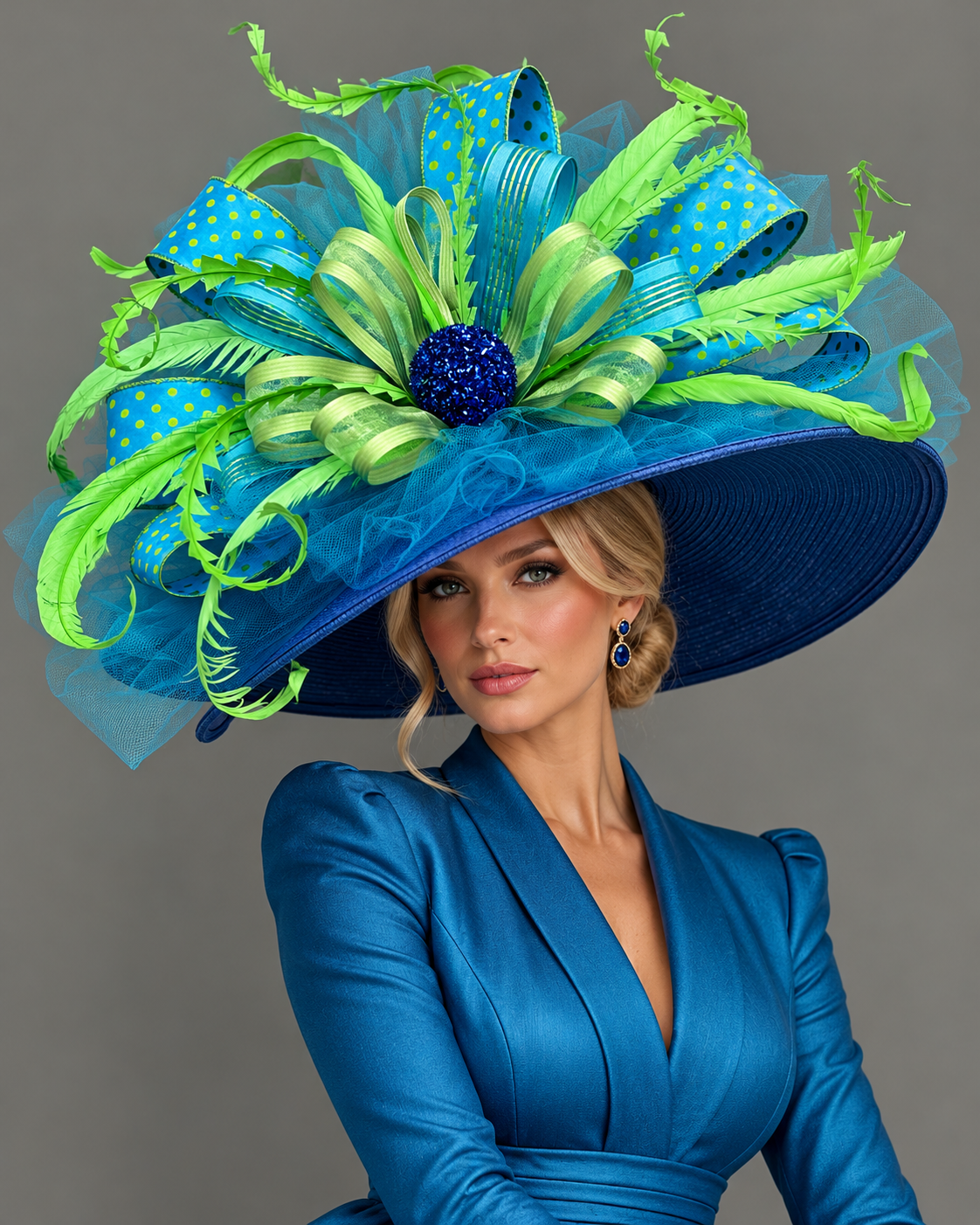 Infatuated - Blue Green Kentucky Derby Hat