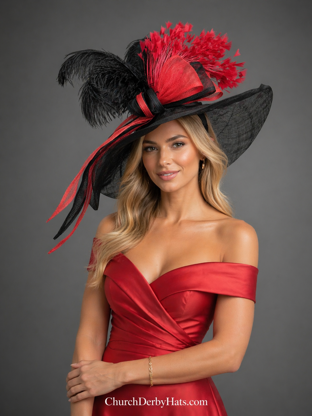 Kiera Black Red - Kentucky Derby Hat